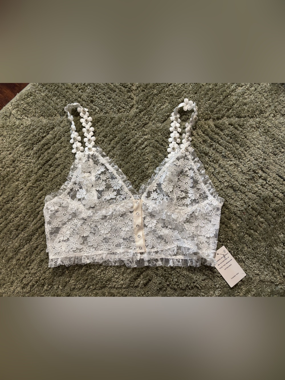 For Love & Lemons White Floral Lace Crop Bralette